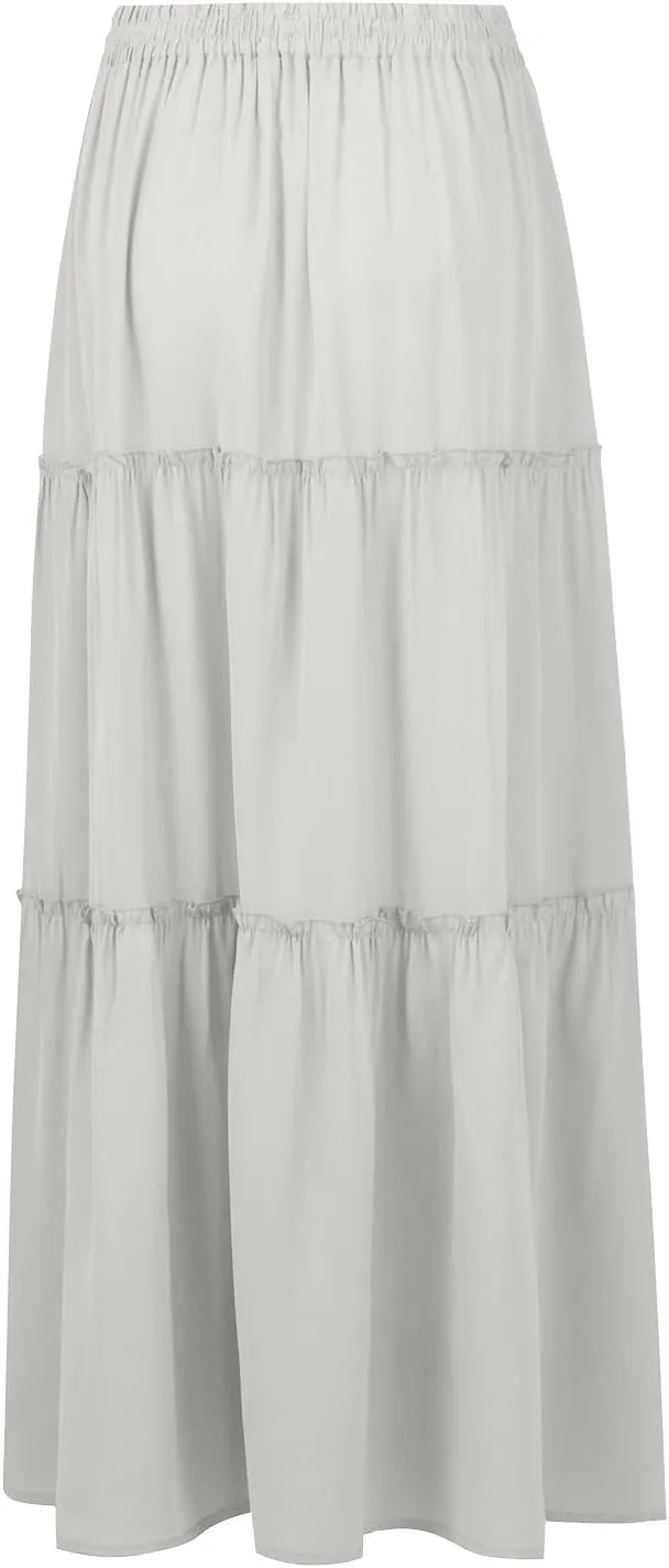 2025 Flowy Maxi Skirts for Women, Trendy Vacation Casual High Waisted Boho Long Skirt