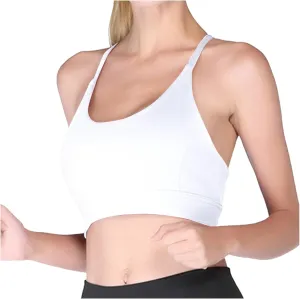 2025 Sports Bra for Women Y Back Padded Strappy Sports Bras Medium Support Workout Yoga Bra with Removable Cups