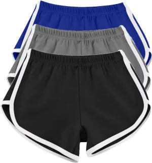 3 Packs Girls Athletic Shorts Kids Soccer Basketball Shorts Quick Dry Running Shorts Tennis Joggers Workout Shorts