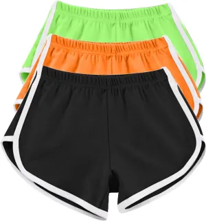 3 Packs Girls Athletic Shorts Kids Soccer Basketball Shorts Quick Dry Running Shorts Tennis Joggers Workout Shorts