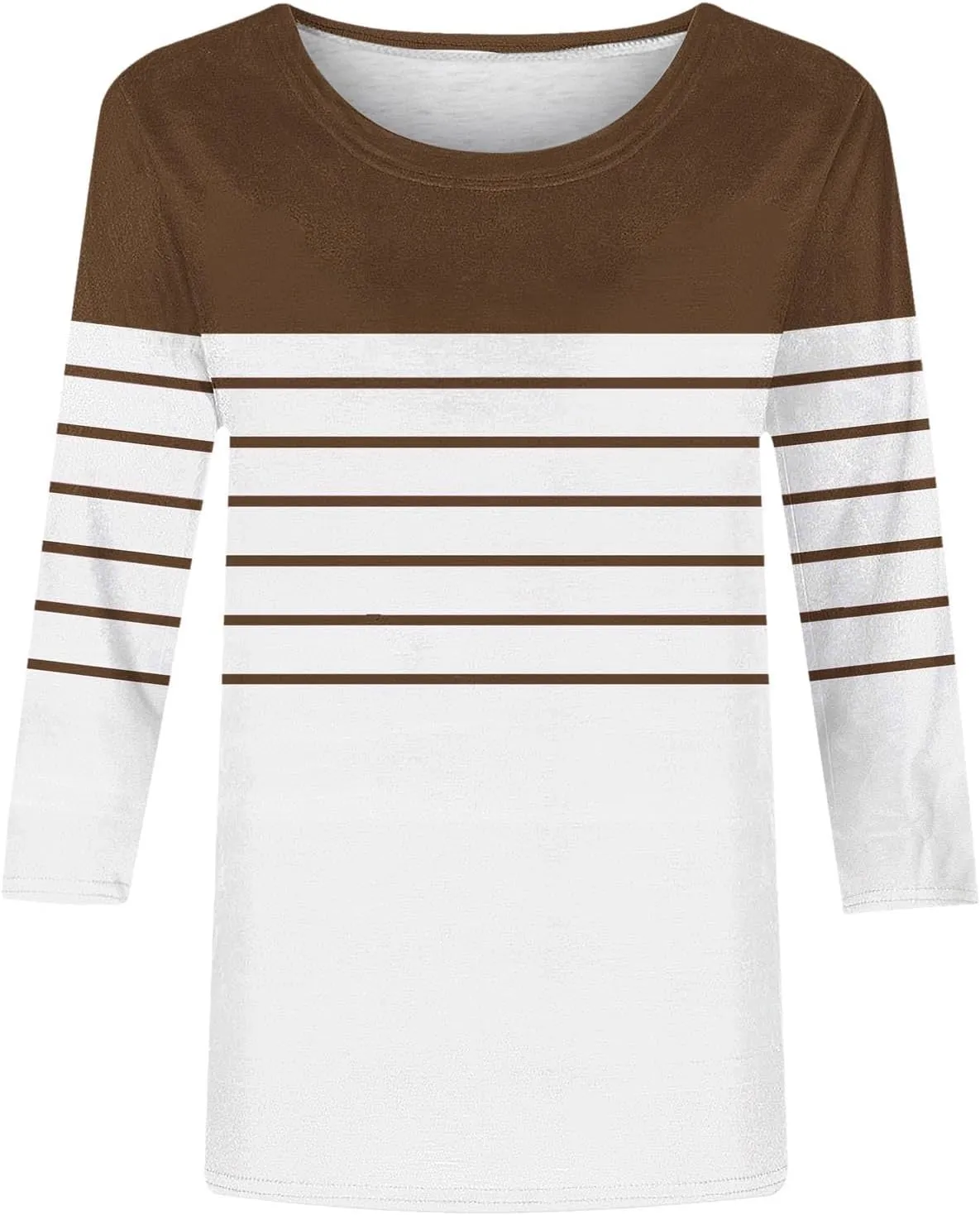 3/4 Length Sleeve Womens Tops Summer Three Quarter Striped Shirts Plus Size Trendy Casual Loose Fit Soft Blouse Tees