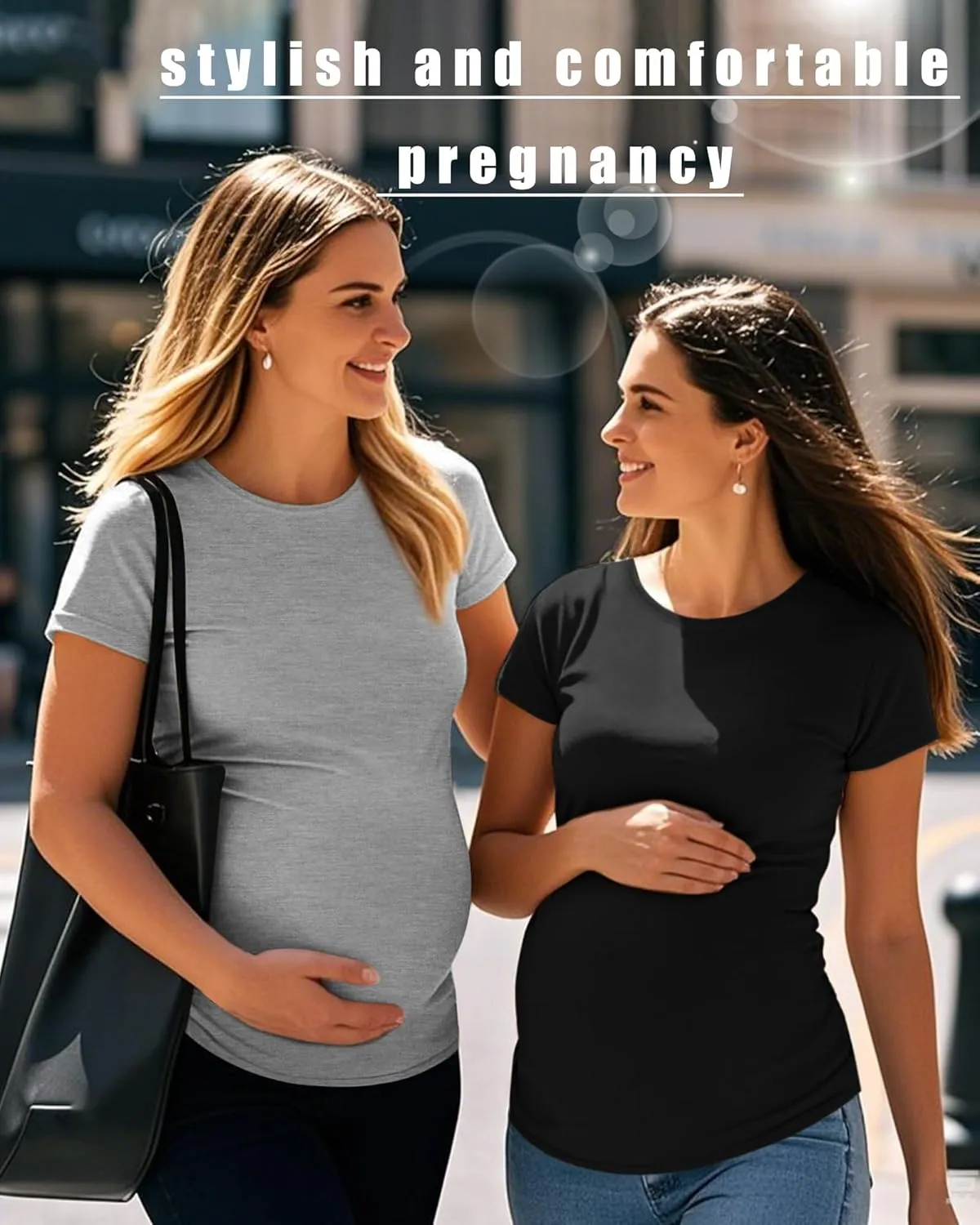 4 Pack Women's Athletic Maternity T-Shirts,Short Sleeve Yoga Gym Pregnancy Tops Casual Summer Crew Neck Tees Blouse