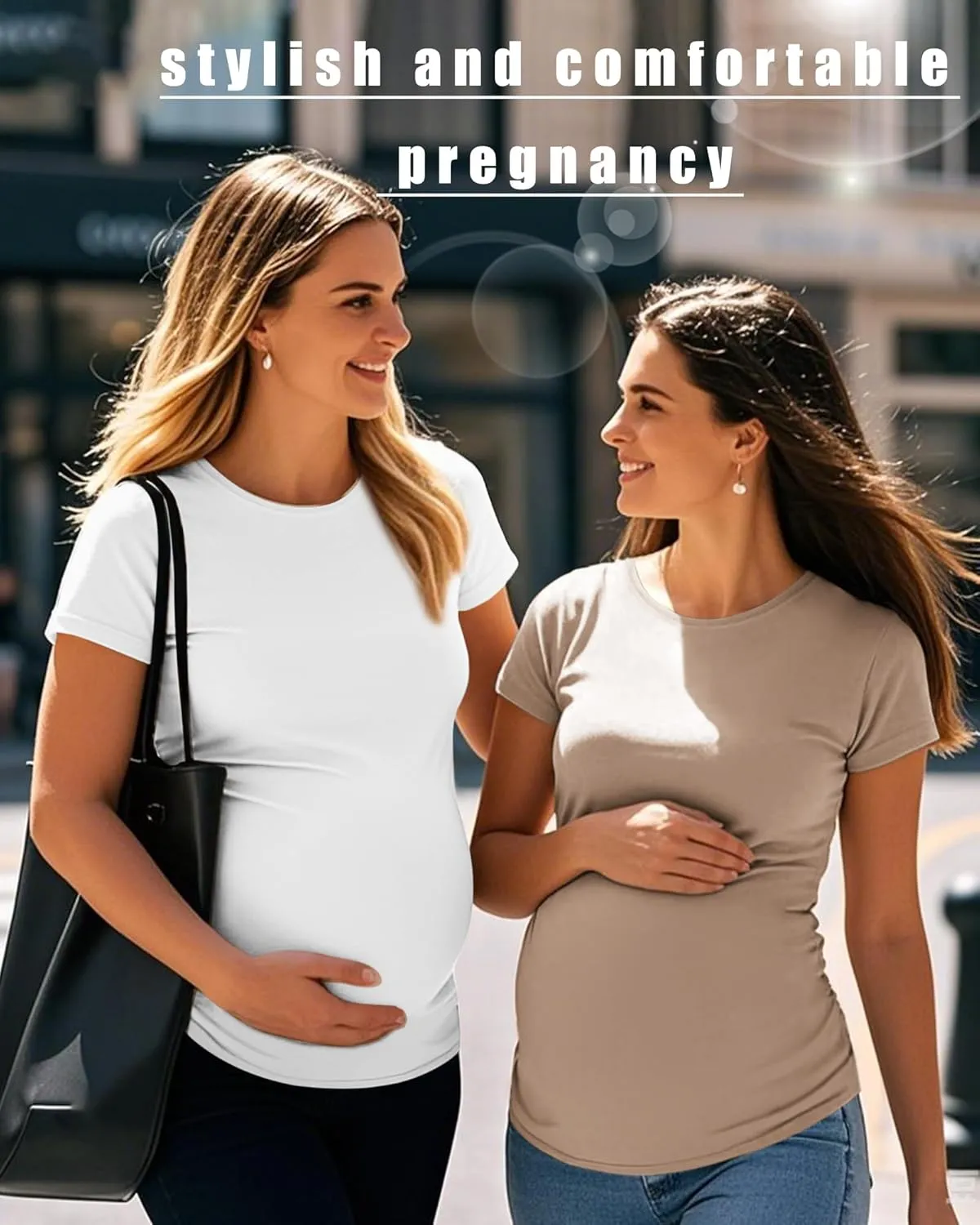 4 Pack Women's Athletic Maternity T-Shirts,Short Sleeve Yoga Gym Pregnancy Tops Casual Summer Crew Neck Tees Blouse