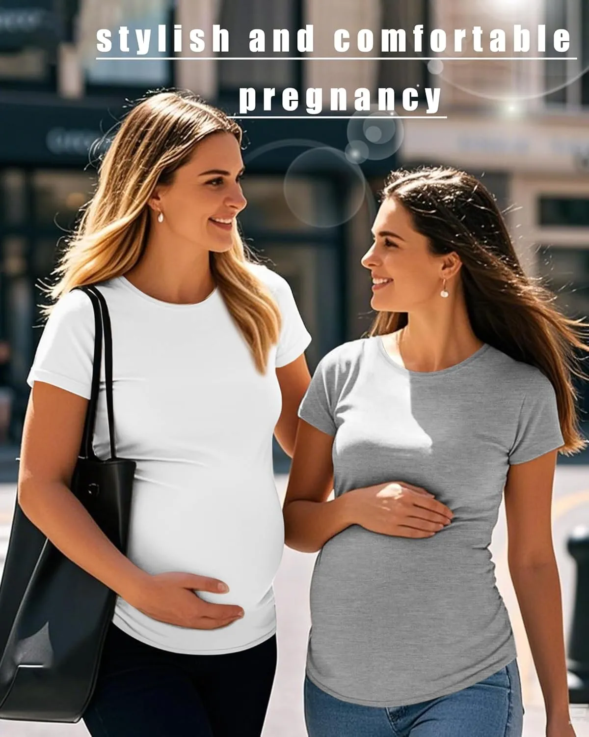 4 Pack Women's Athletic Maternity T-Shirts,Short Sleeve Yoga Gym Pregnancy Tops Casual Summer Crew Neck Tees Blouse