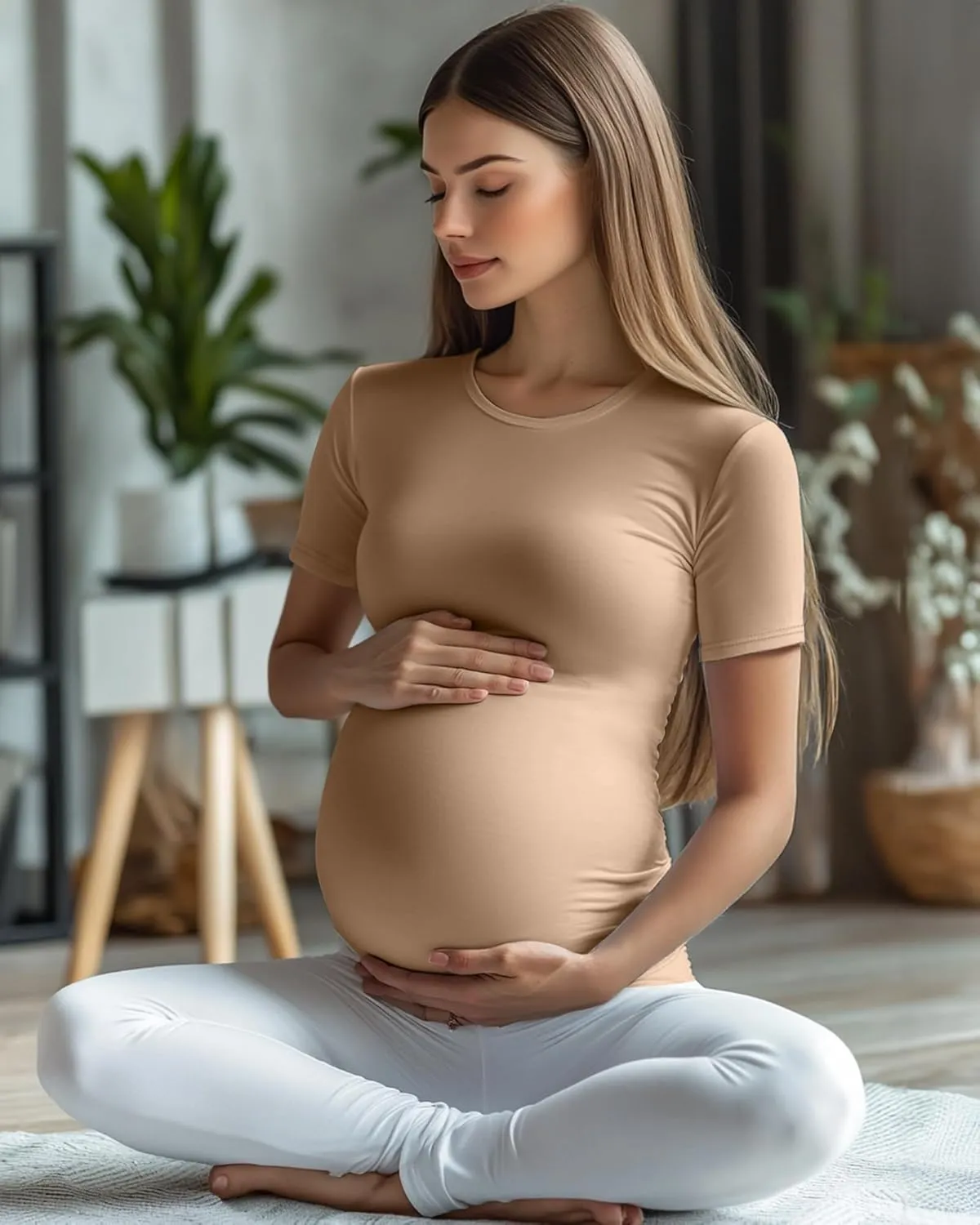 4 Pack Women's Athletic Maternity T-Shirts,Short Sleeve Yoga Gym Pregnancy Tops Casual Summer Crew Neck Tees Blouse