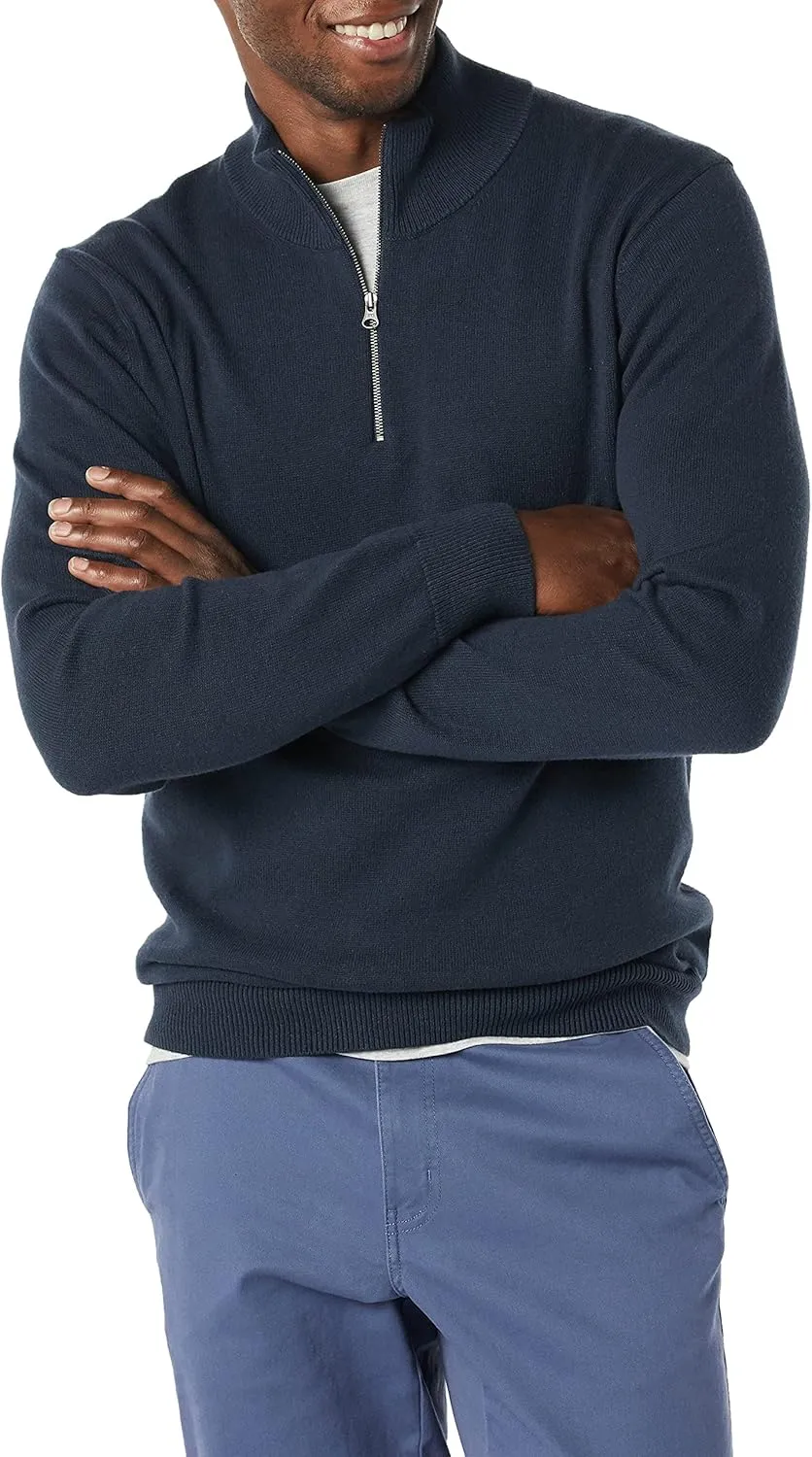 Amazon Essentials Men's 100% Cotton Quarter-Zip Sweater