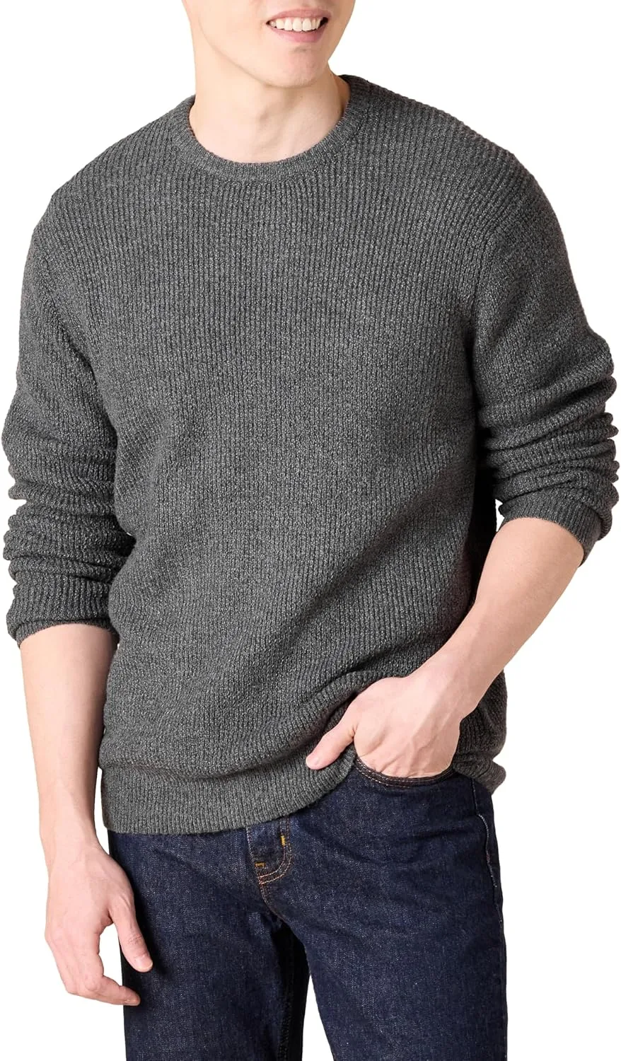 Amazon Essentials Men's Long-Sleeve Soft Touch Waffle Stitch Crewneck Sweater