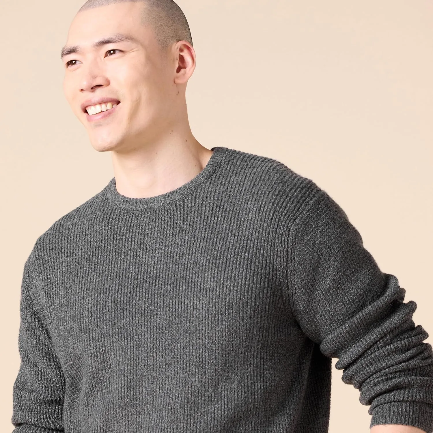 Amazon Essentials Men's Long-Sleeve Soft Touch Waffle Stitch Crewneck Sweater