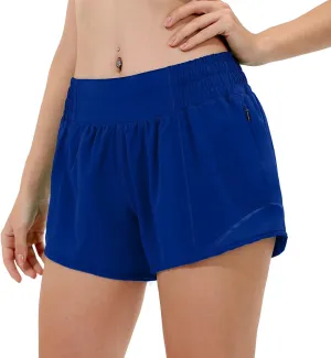 Aurefin High Waisted Athletic Shorts for Women, Womens Plus Size Running Workout Shorts with Liner and Zip Pocket 4 inch
