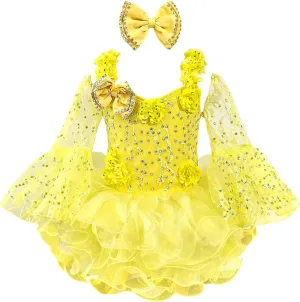 Baby Girls Handmade Beaded Dresses Pageant Dress Birthday Dresses infent Princess Dress