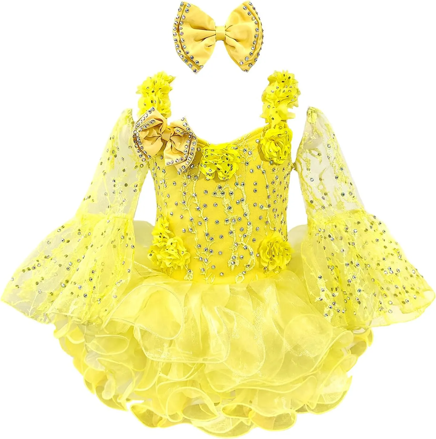 Baby Girls Handmade Beaded Dresses Pageant Dress Birthday Dresses infent Princess Dress