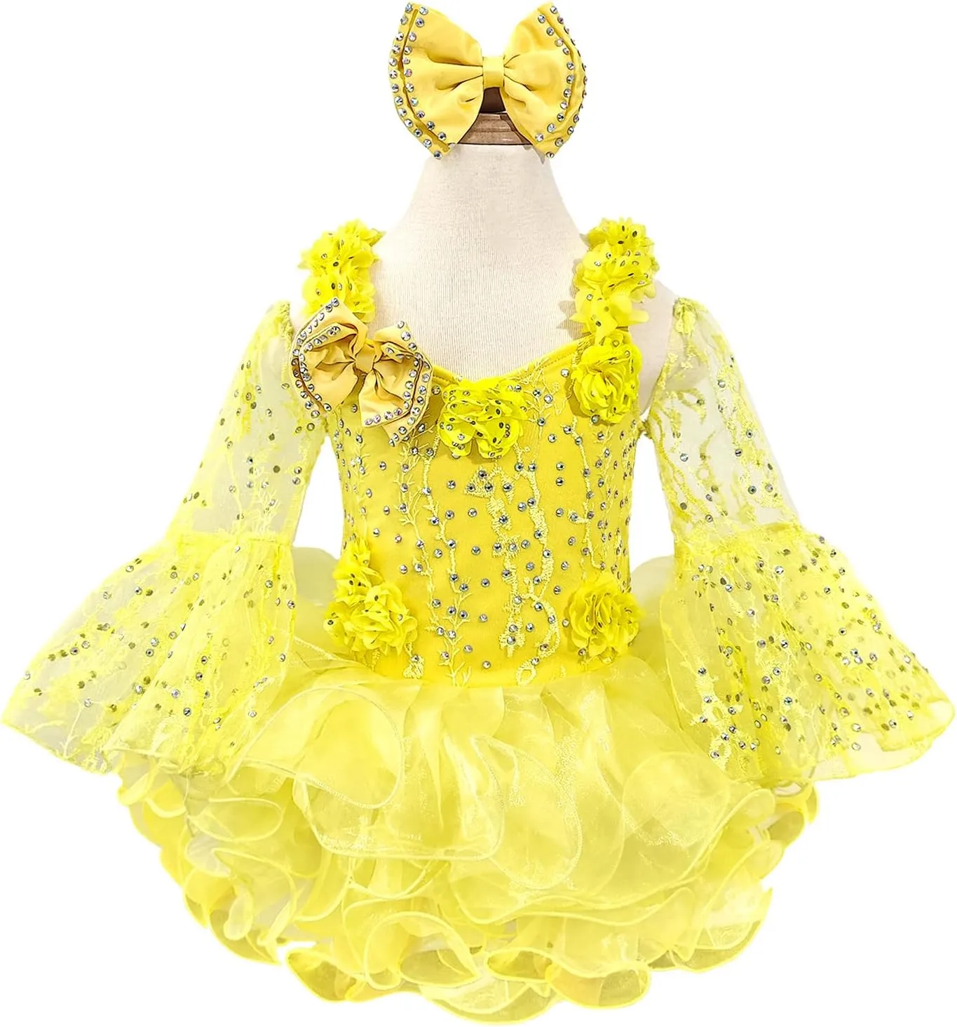 Baby Girls Handmade Beaded Dresses Pageant Dress Birthday Dresses infent Princess Dress