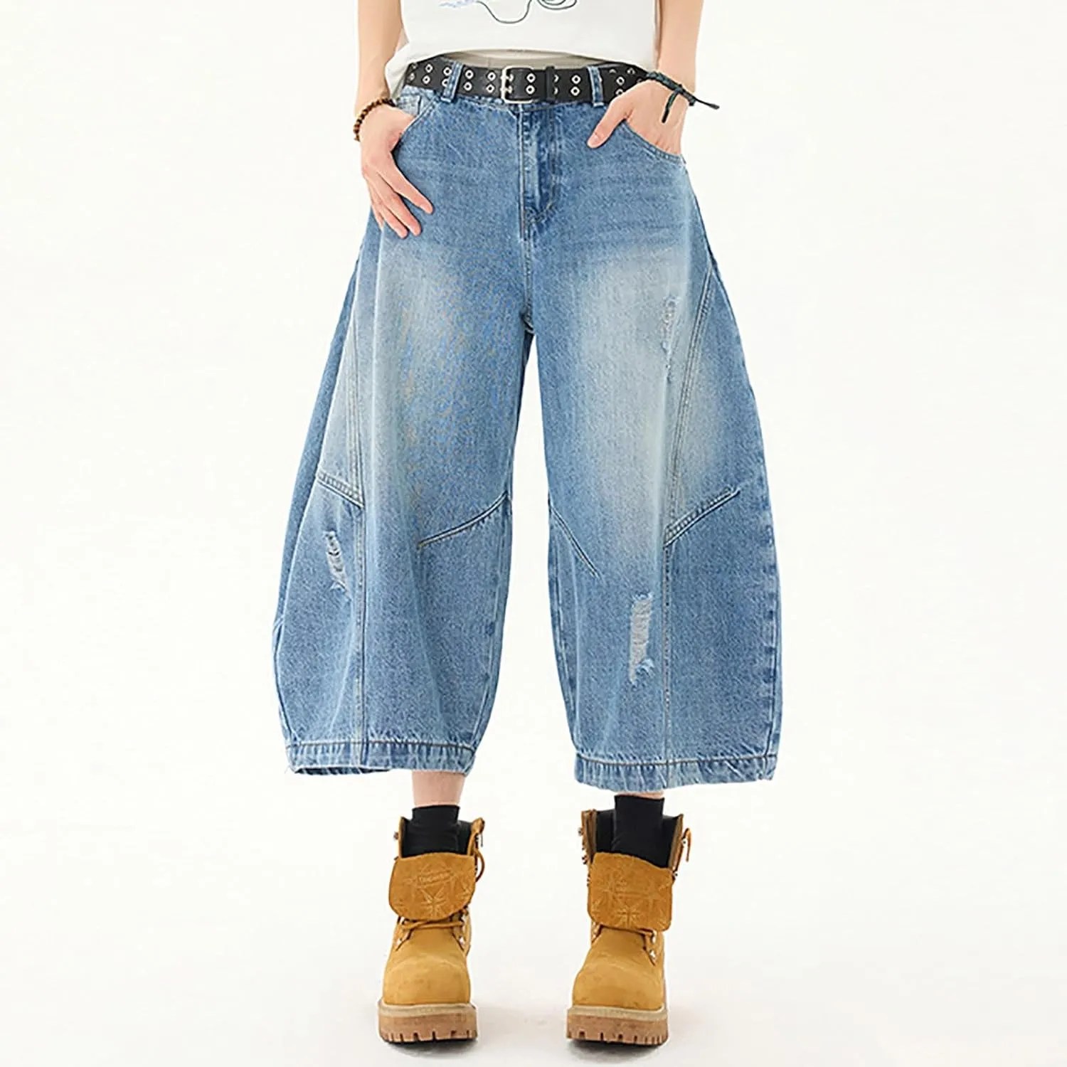 Baggy Jean Shorts for Men Casual Loose Fit Hip Hop Long Denim Shorts Trendy Outfits