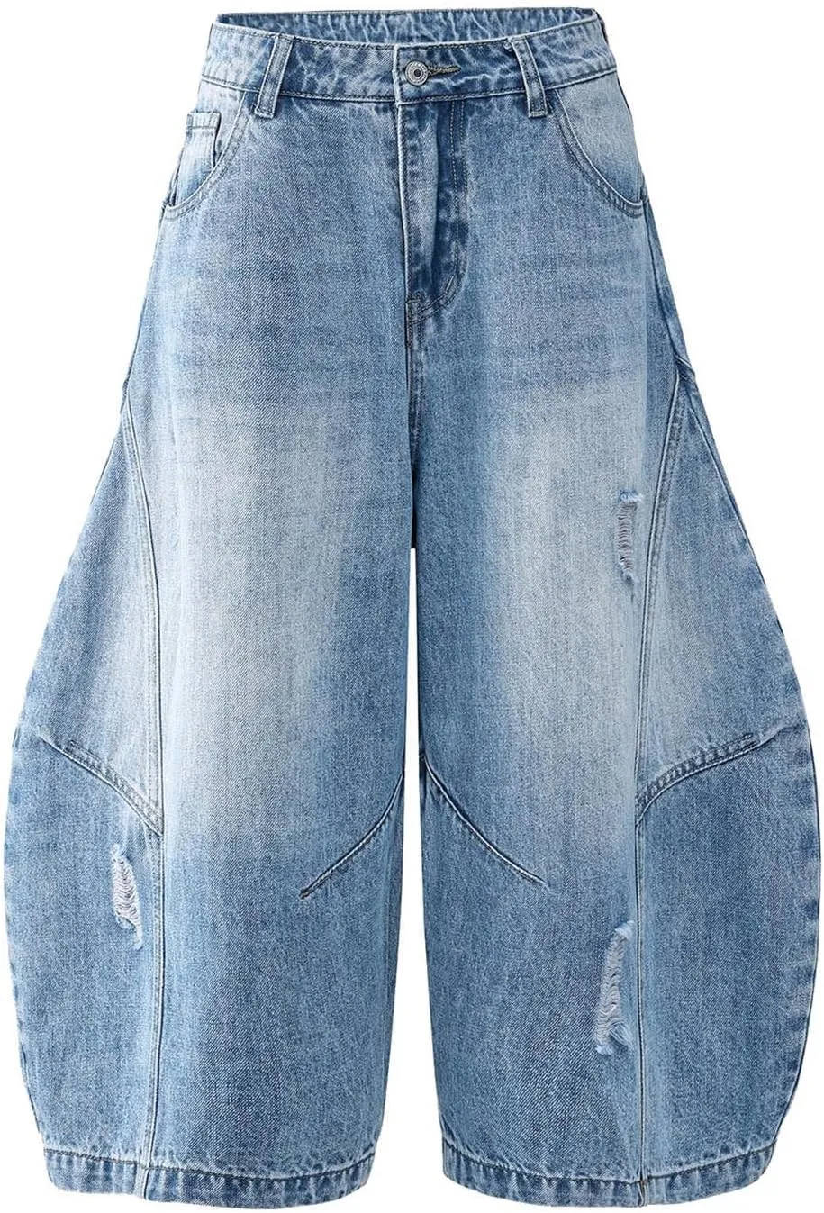 Baggy Jean Shorts for Men Casual Loose Fit Hip Hop Long Denim Shorts Trendy Outfits