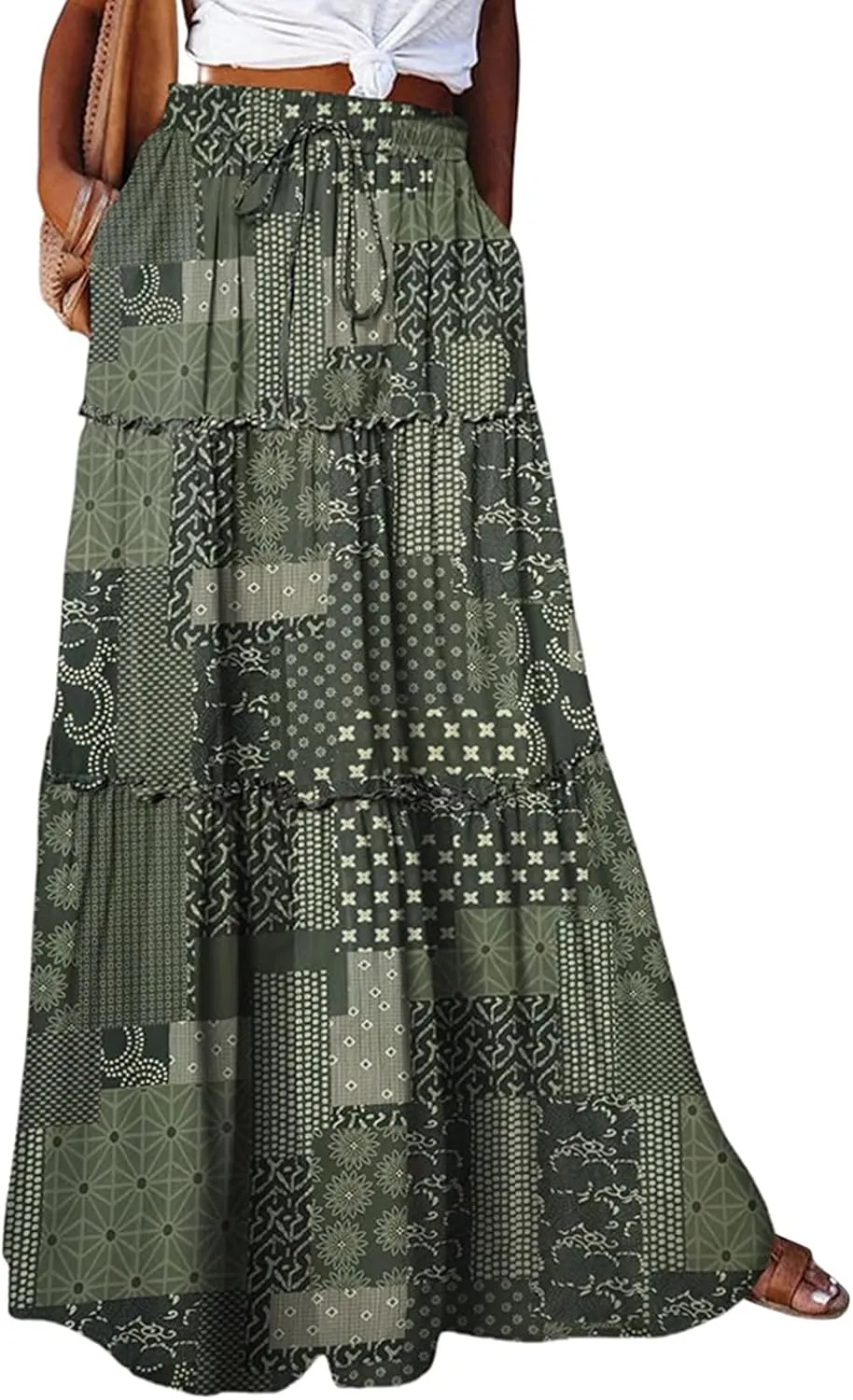 Beach Skirts for Women, Vacation Casual Maxi Boho Flowy Trendy Womens Skirts