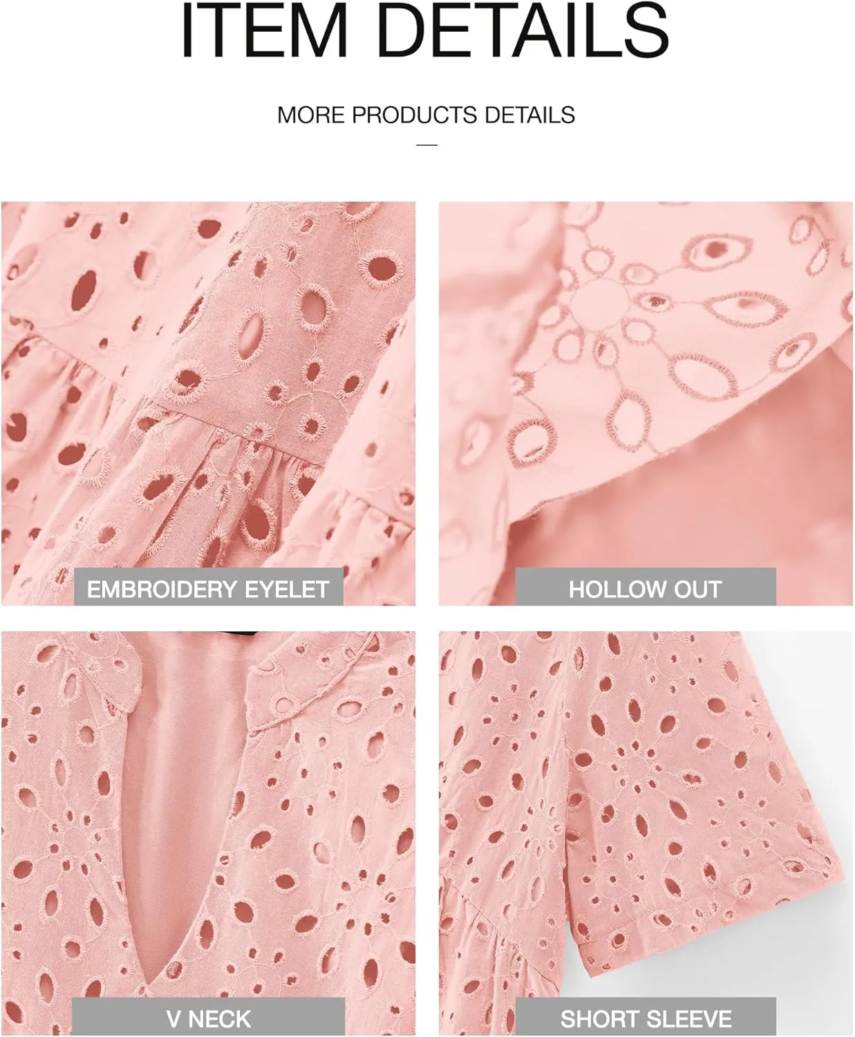 BTFBM Womens Boho Summer Dresses 2025 Resort V Neck Short Sleeve Hollow Out Lace Ruffle Casual Beach Mini Vacation Dress