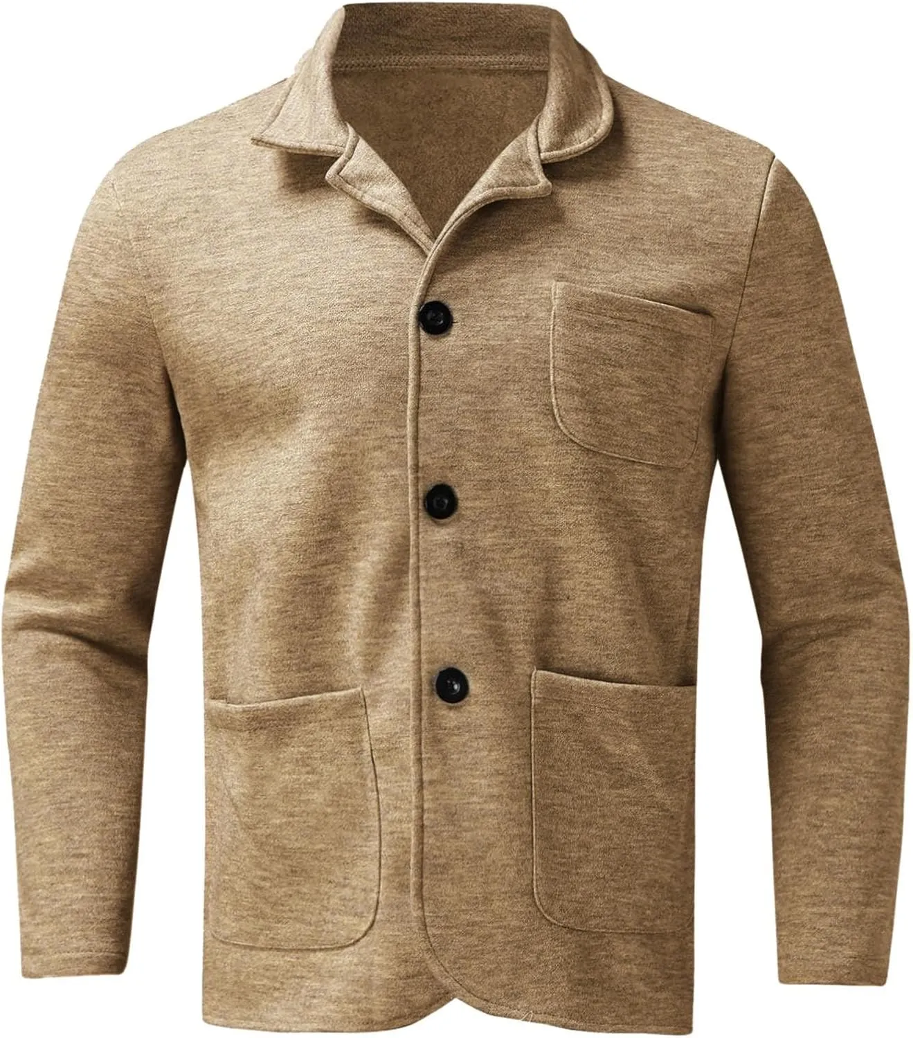 Button Up Casual Cardigan Sweater for Men Long Sleeve Open Front Coatigans Lightweight Plain Lapel Collar Outwear