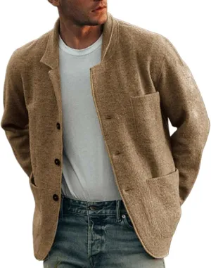 Button Up Casual Cardigan Sweater for Men Long Sleeve Open Front Coatigans Lightweight Plain Lapel Collar Outwear