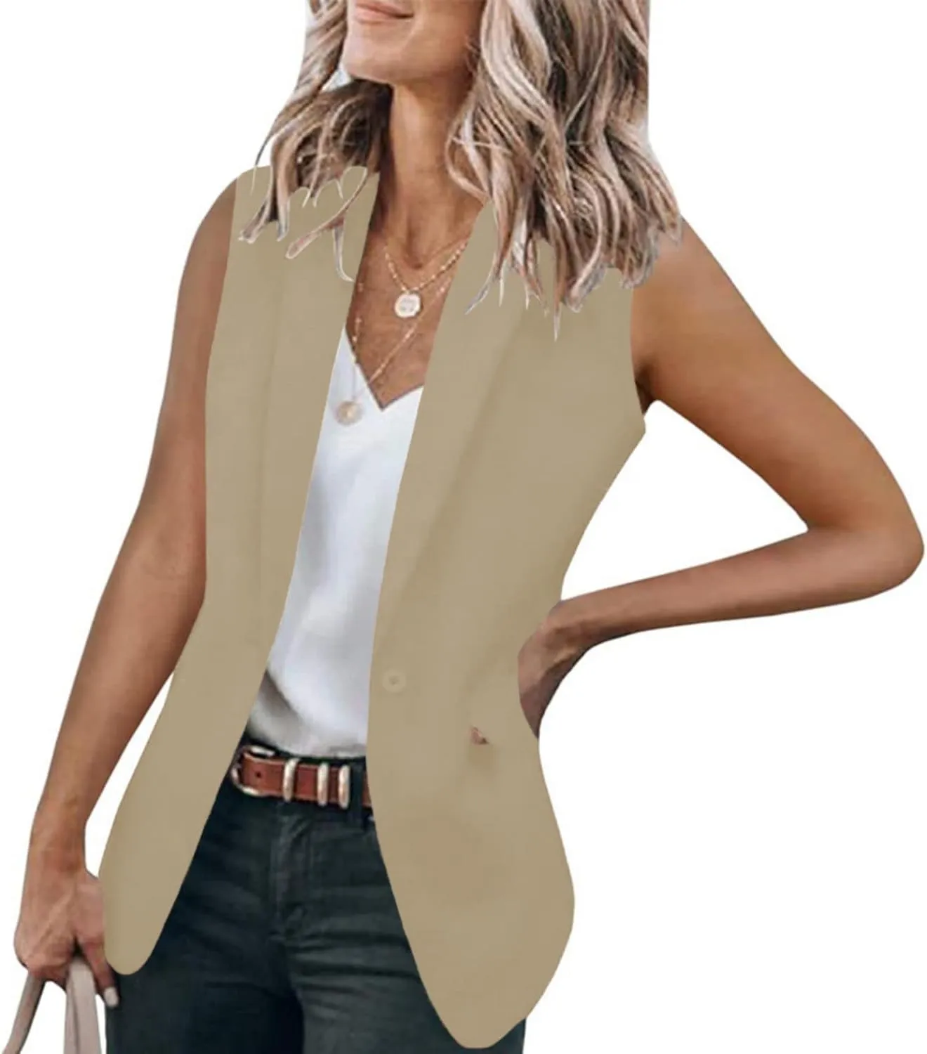 Cardigans for Women Trendy Sleeveless Collared Shirts Business Casual Fashion Loose Fit Blouses Summer T Shirts 2025