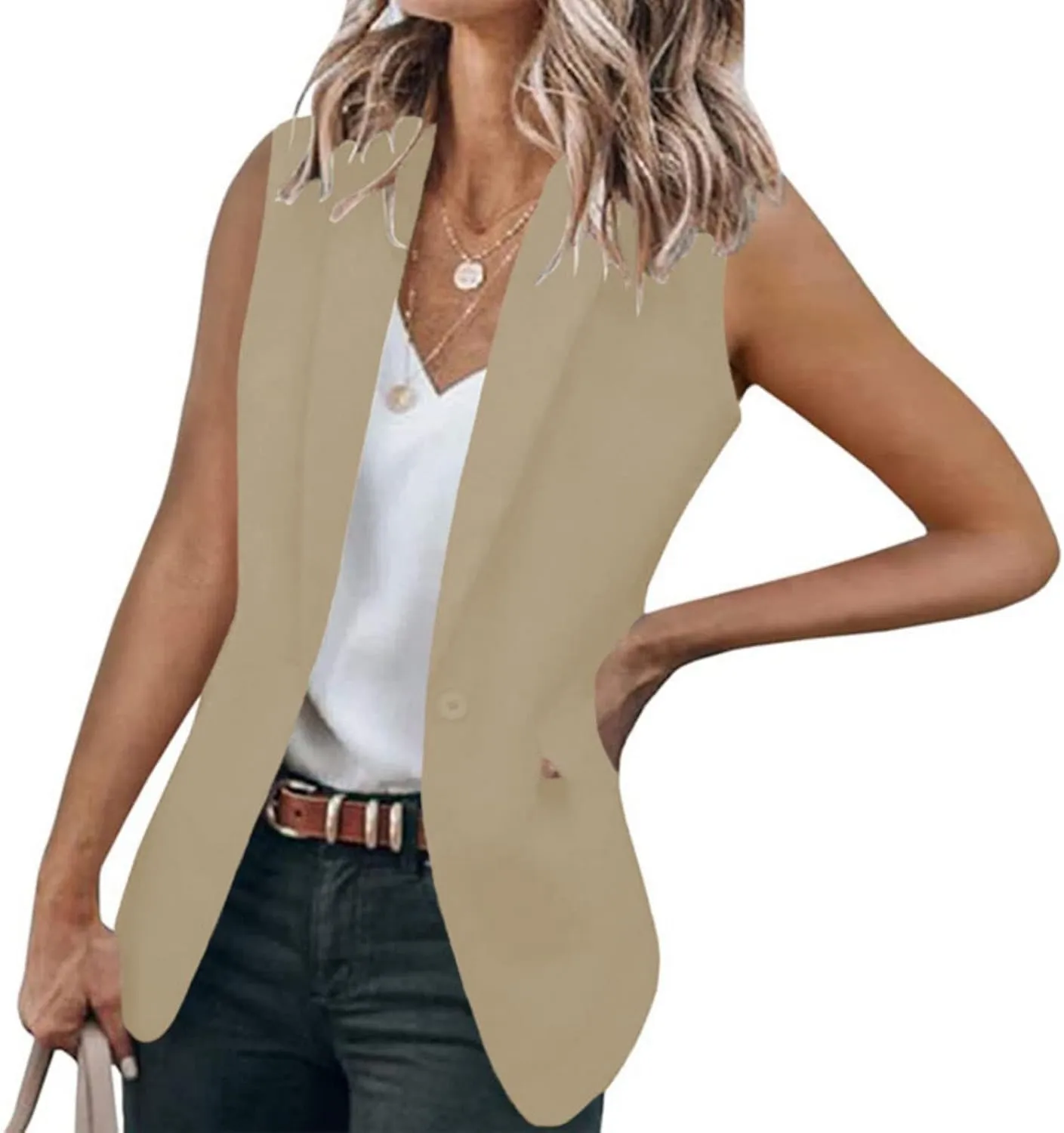 Cardigans for Women Trendy Sleeveless Collared Shirts Business Casual Fashion Loose Fit Blouses Summer T Shirts 2025