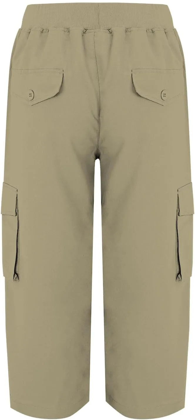 Cargo Capris for Women Casual Summer Drawstring Waisted Hiking Jogger Capris Dressy Lightweight Loose Fit Cargo Pants