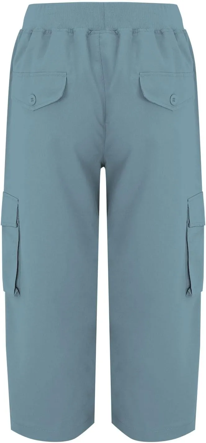 Cargo Capris for Women Casual Summer Drawstring Waisted Hiking Jogger Capris Dressy Lightweight Loose Fit Cargo Pants
