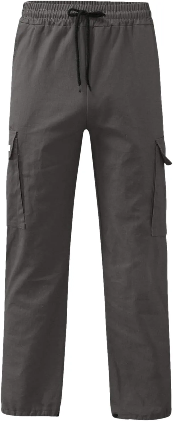 Cargo Work Pant Men's Elastic Waist Casual Cargo Chino Pants Running Workout Sweatpants Loose Fit Joggers
