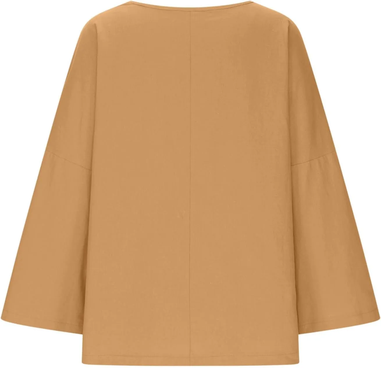 Cotton Linen Shirts for Women Solid Color Basic Long Sleeve Tee Tops Summer Casual Crew Neck Split Hem Tunic Blouses