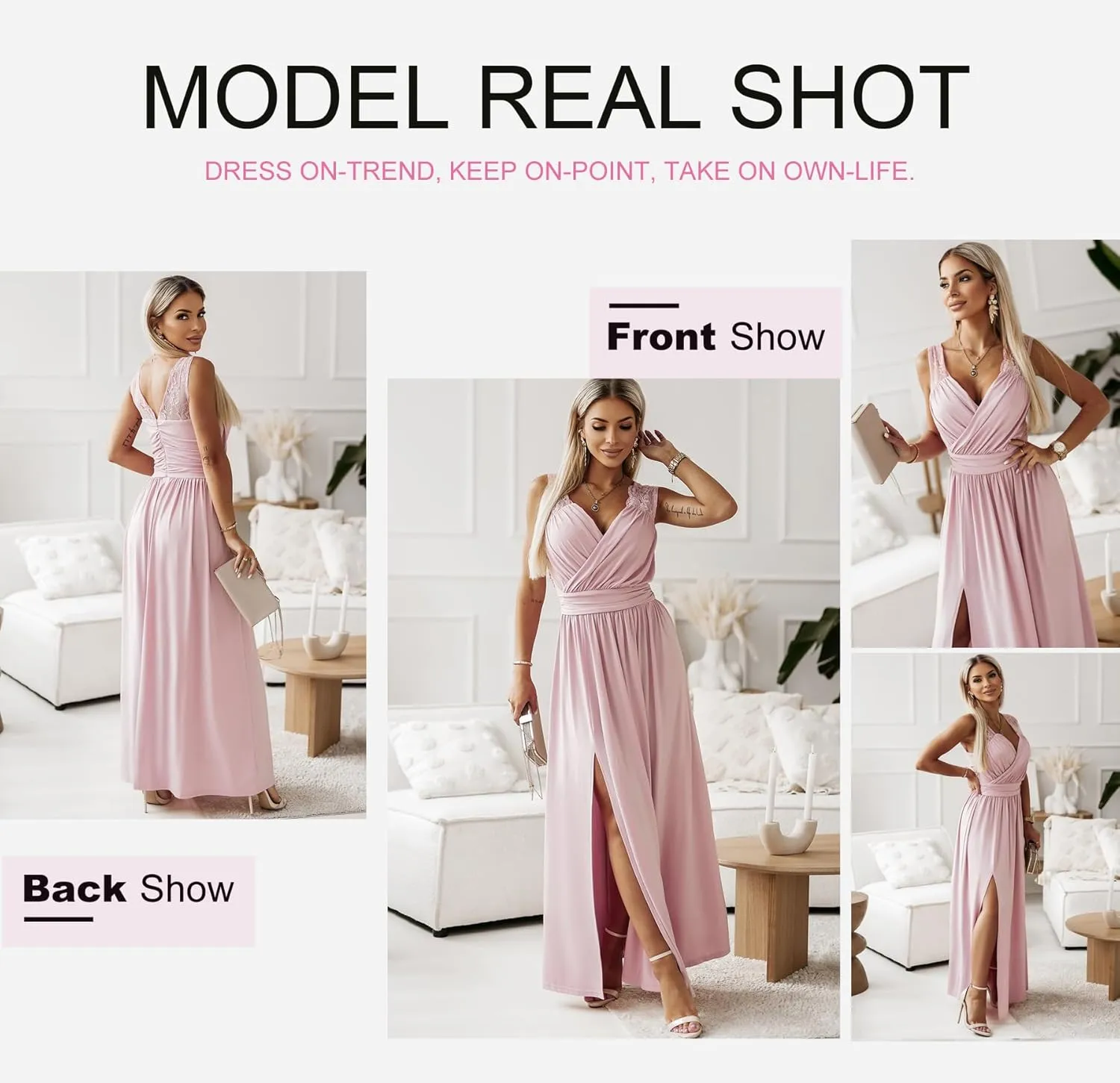 Dokotoo Womens 2025 Formal Dresses Wrap V-Neck Ruched Sexy Bridesmaid Wedding Guest Maxi Dresses