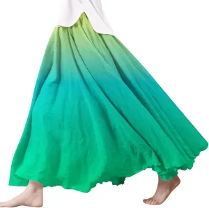 Floral Maxi Skirts for Women Summer Hawaii Boho Maxi Skirt Casual Elastic Waist A Line Dresses for Vacation
