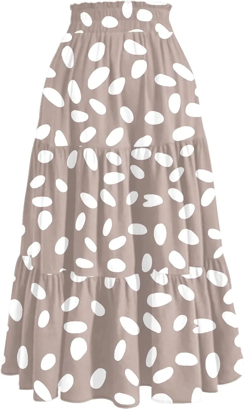 Full Summer Trendy Skirts Women Partys Flowy Expandable Waist Cosy Baggy Floral