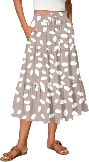 Full Summer Trendy Skirts Women Partys Flowy Expandable Waist Cosy Baggy Floral
