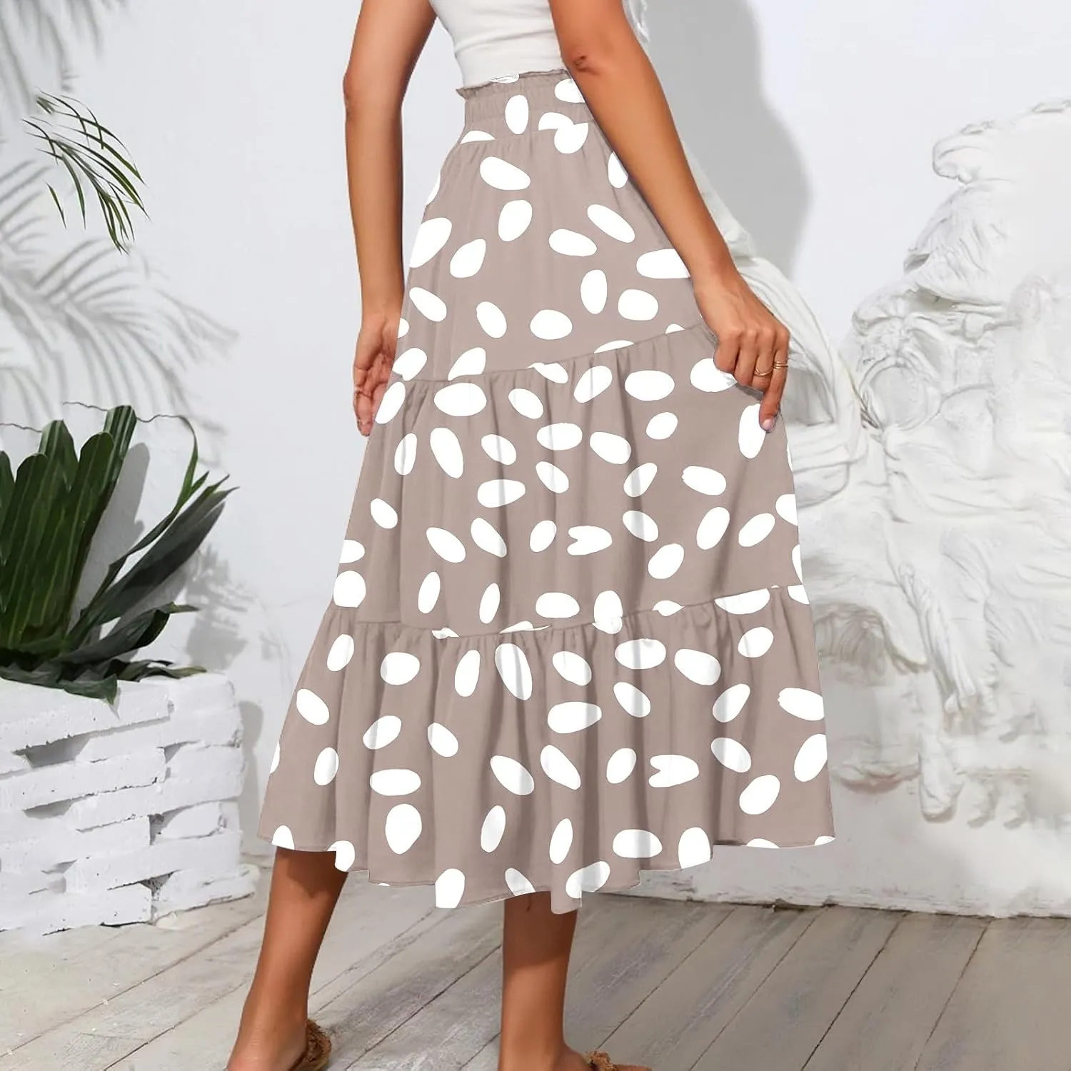Full Summer Trendy Skirts Women Partys Flowy Expandable Waist Cosy Baggy Floral