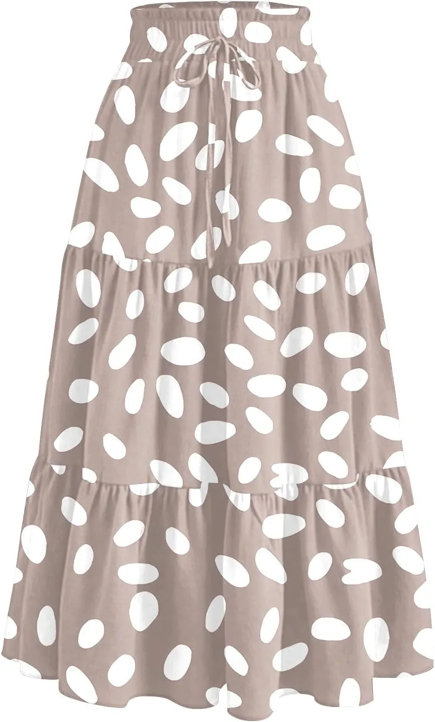 Full Summer Trendy Skirts Women Partys Flowy Expandable Waist Cosy Baggy Floral