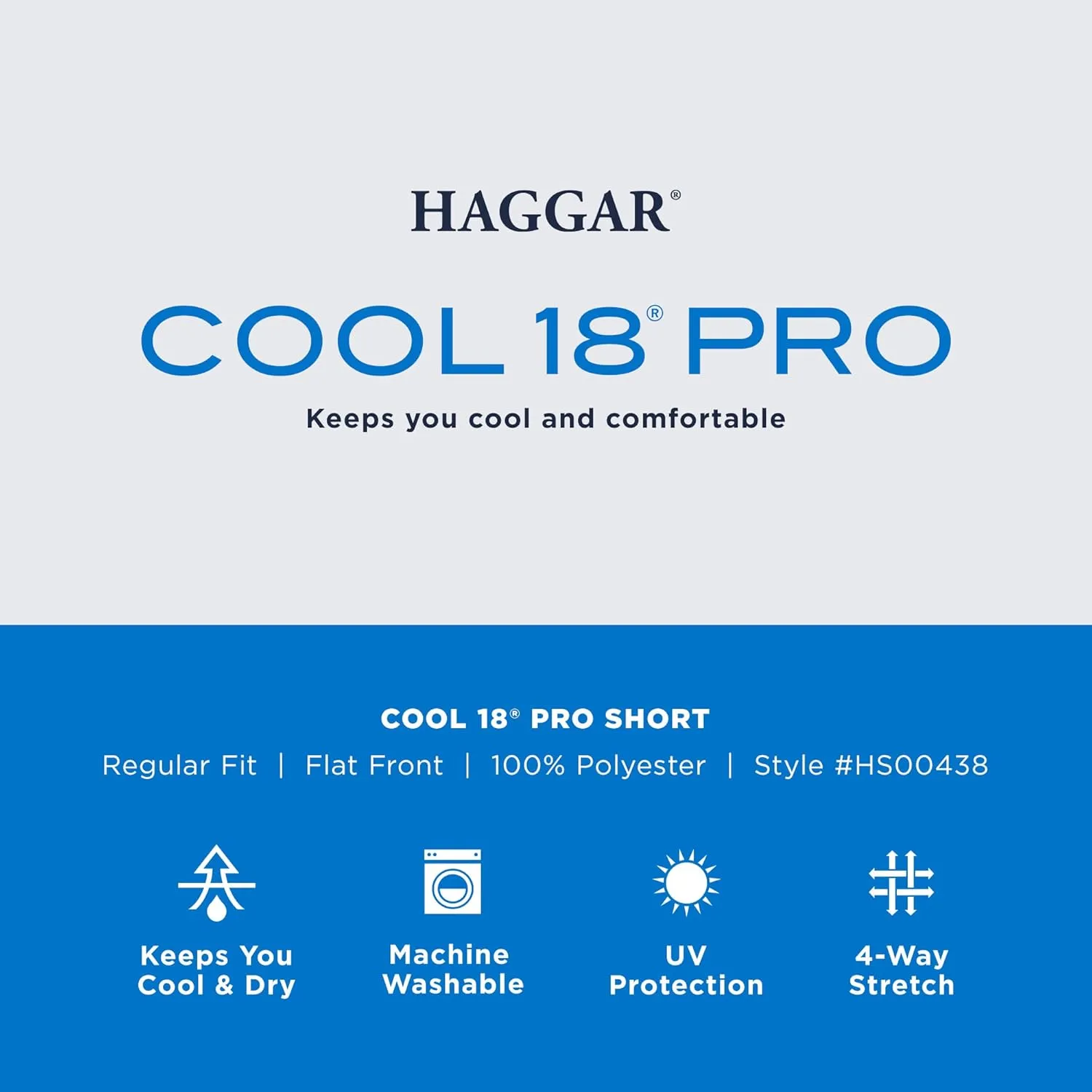 Haggar Men's Cool 18 Pro Straight Fit Flat Front 4-Way Stretch Expandable Waist Short-Big & Tall Sizes