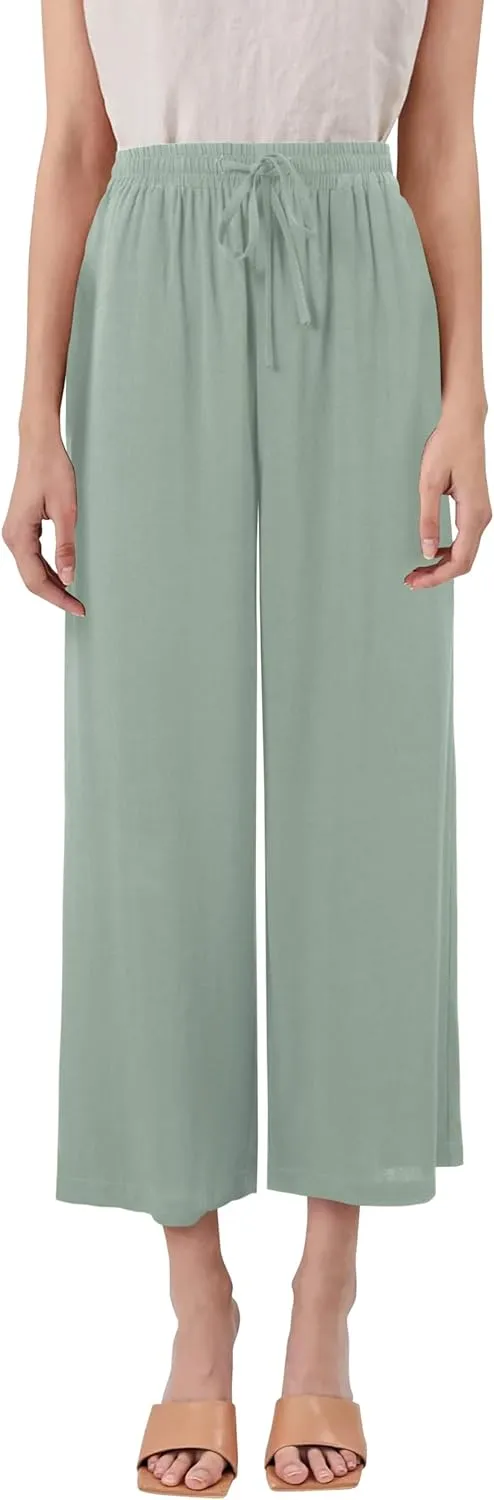 Hat and Beyond Womens Premium Soft Linen Shorts & Pants Relaxed Fit Comfort Resort Wear Boho Beach Coverup Style