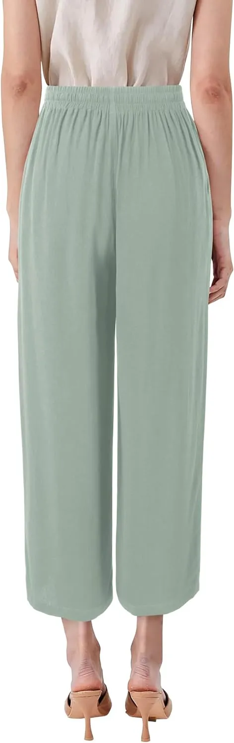 Hat and Beyond Womens Premium Soft Linen Shorts & Pants Relaxed Fit Comfort Resort Wear Boho Beach Coverup Style