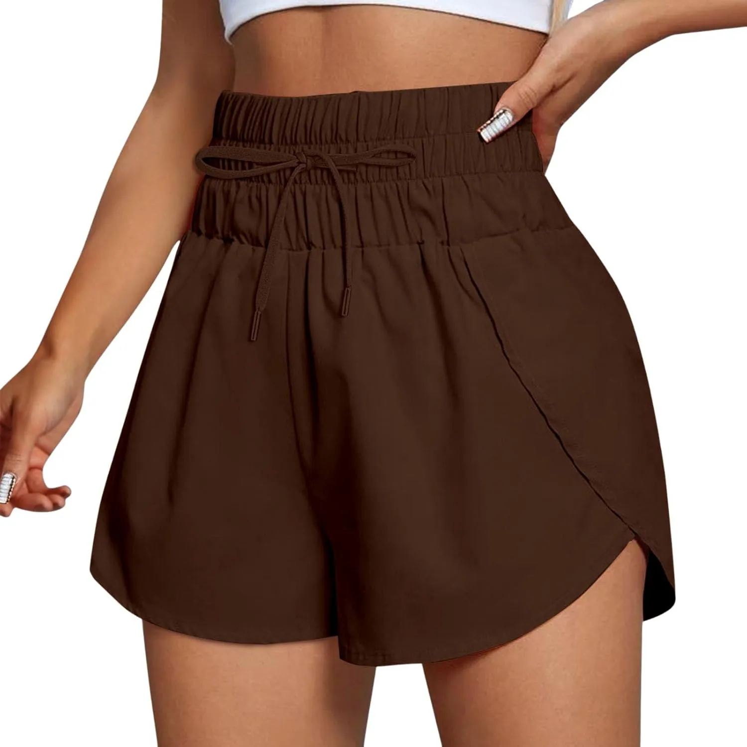 High Waisted Running Shorts for Women Summer Mesh Liner Quick Dry Sport Athletic Workout Shorts with Pockets Outfits