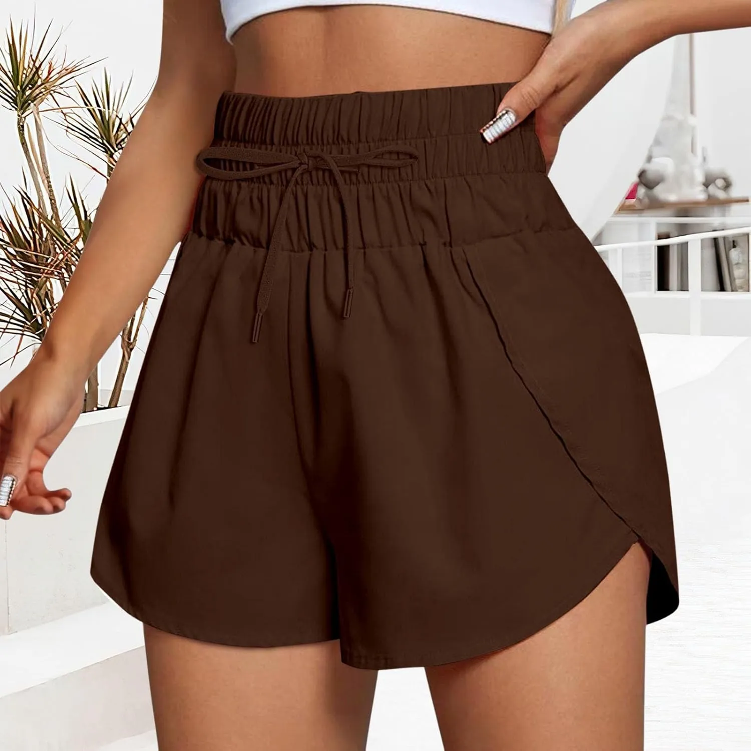High Waisted Running Shorts for Women Summer Mesh Liner Quick Dry Sport Athletic Workout Shorts with Pockets Outfits