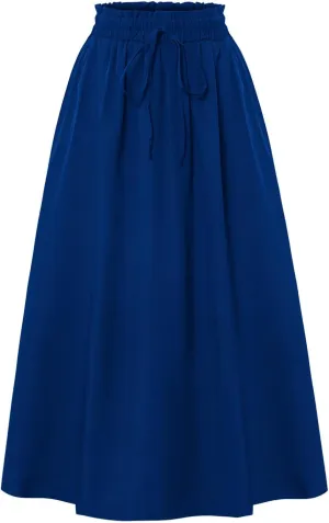 JJHAEVDY Womens Maxi Skirt Summer Trendy Elastic High Waisted Boho Casual Beach Flowy Swing Long Skirts with Pockets