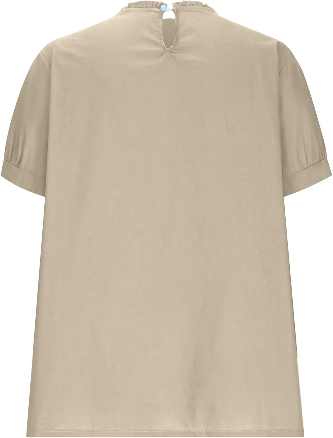 JOAU Women's Cotton Linen Short Sleeve Ruffle Shirts 2025 Summer Loose Casual V Neck Blouse Dressy Boho Beach Tunic Tops