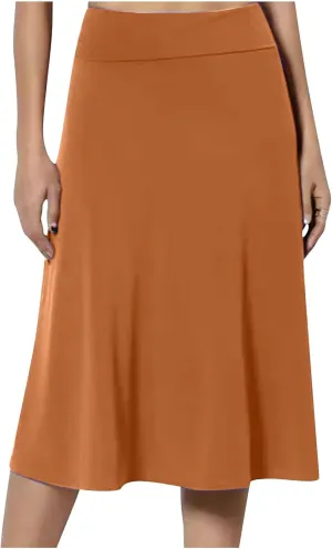 Knee Length A Line Skirt for Women High Waist Flared Swing Skater Skirts Classic Elegant Workwear