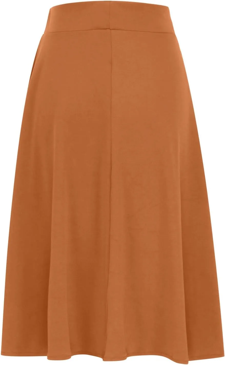 Knee Length A Line Skirt for Women High Waist Flared Swing Skater Skirts Classic Elegant Workwear