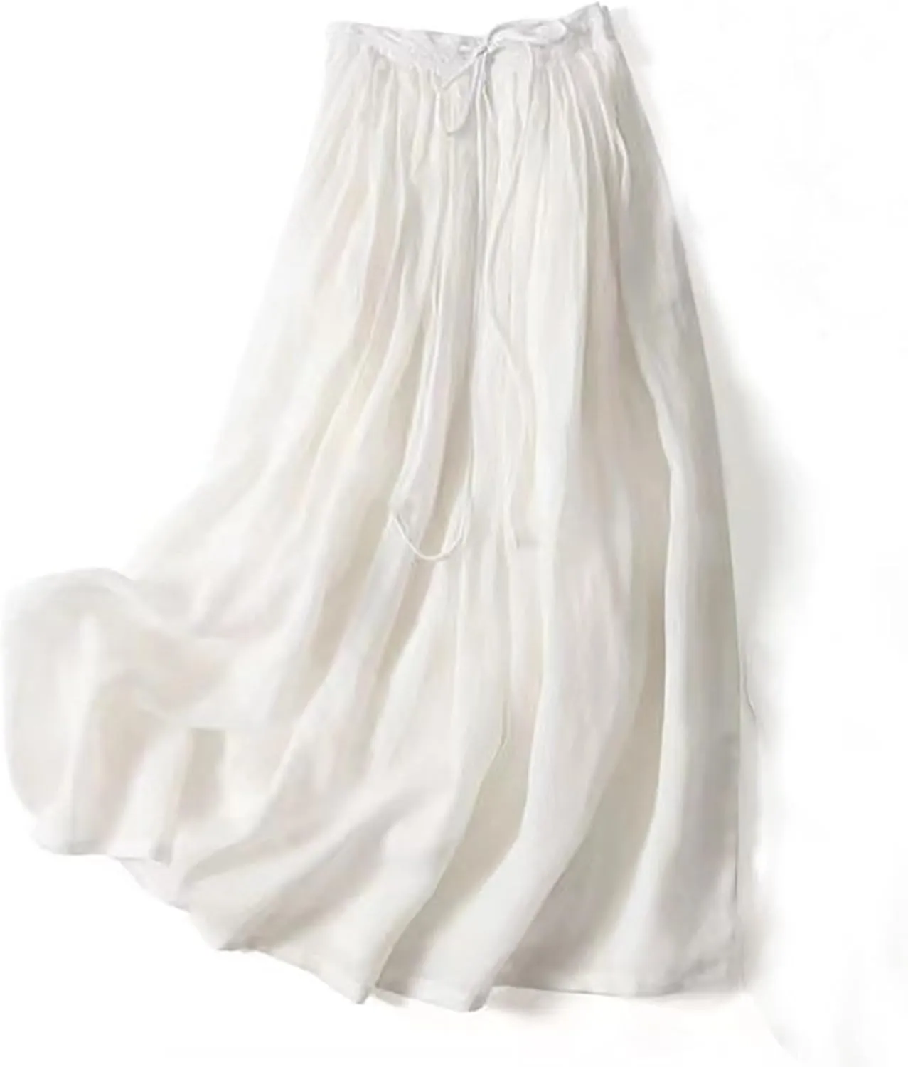 Linen Maxi Skirts for Women 2025 Summer Boho Elastic Waist Skirts Plus Size Trendy Casual Loose Long Skirt Dress