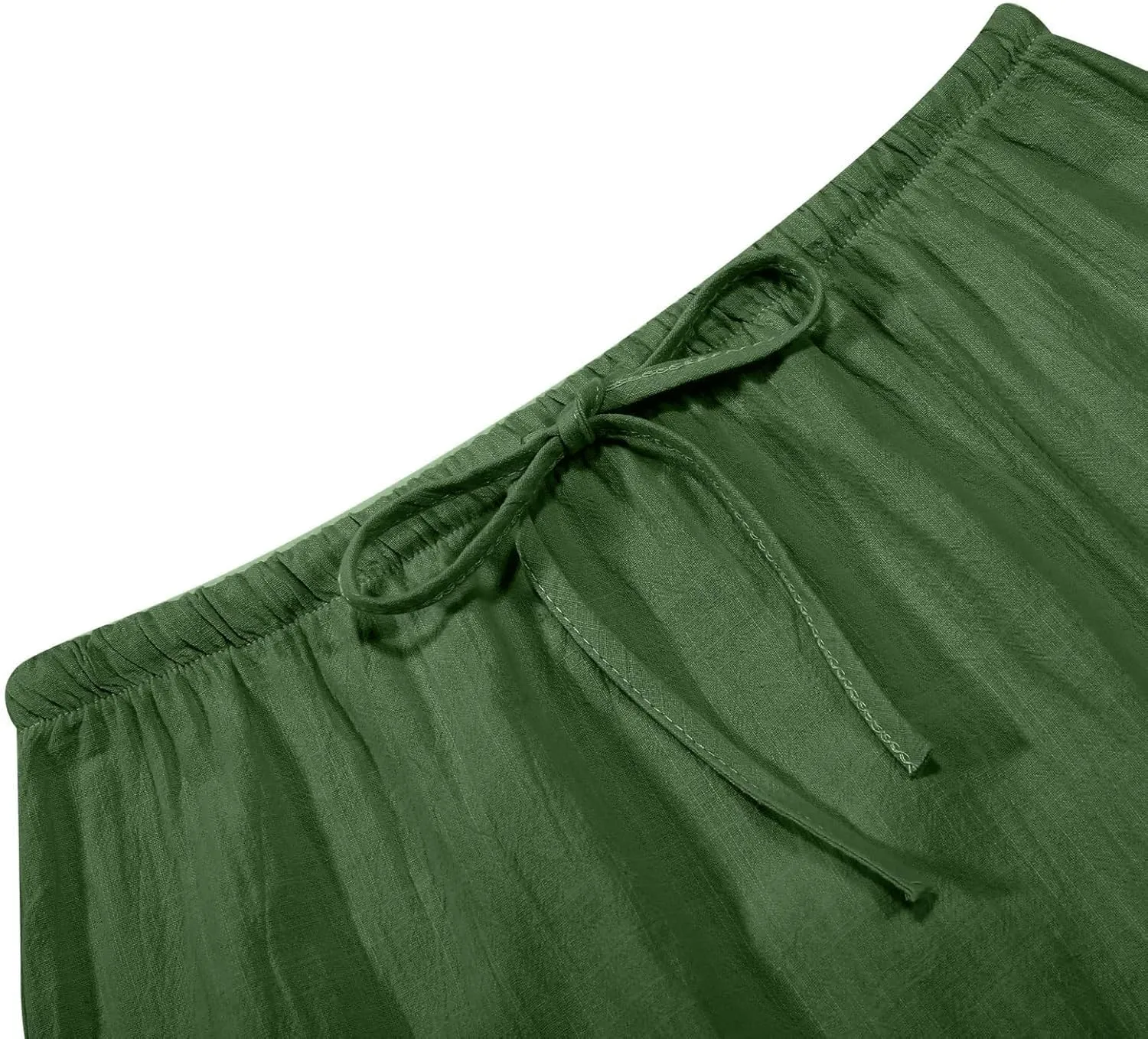 Linen Maxi Skirts for Women Summer Elastic Waist Drawstring A Line Long Flared Comfy Cute Vacation Boho Flowy Skirt