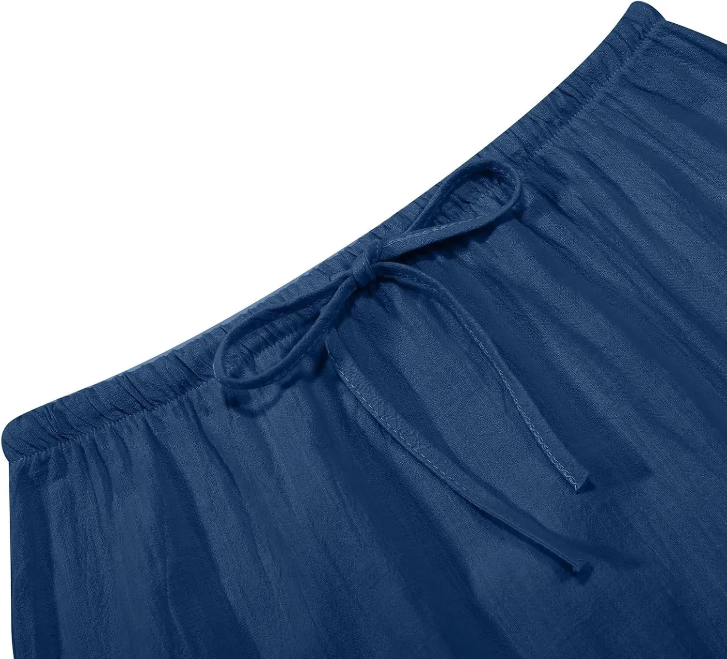Linen Maxi Skirts for Women Summer Elastic Waist Drawstring A Line Long Flared Comfy Cute Vacation Boho Flowy Skirt