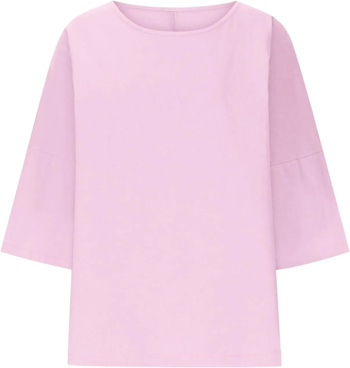 Linen Shirts for Women 3/4 Sleeve Boat Neck Tunic Tops Casual Loose Solid Color T-Shirts Summer Blouses 2025