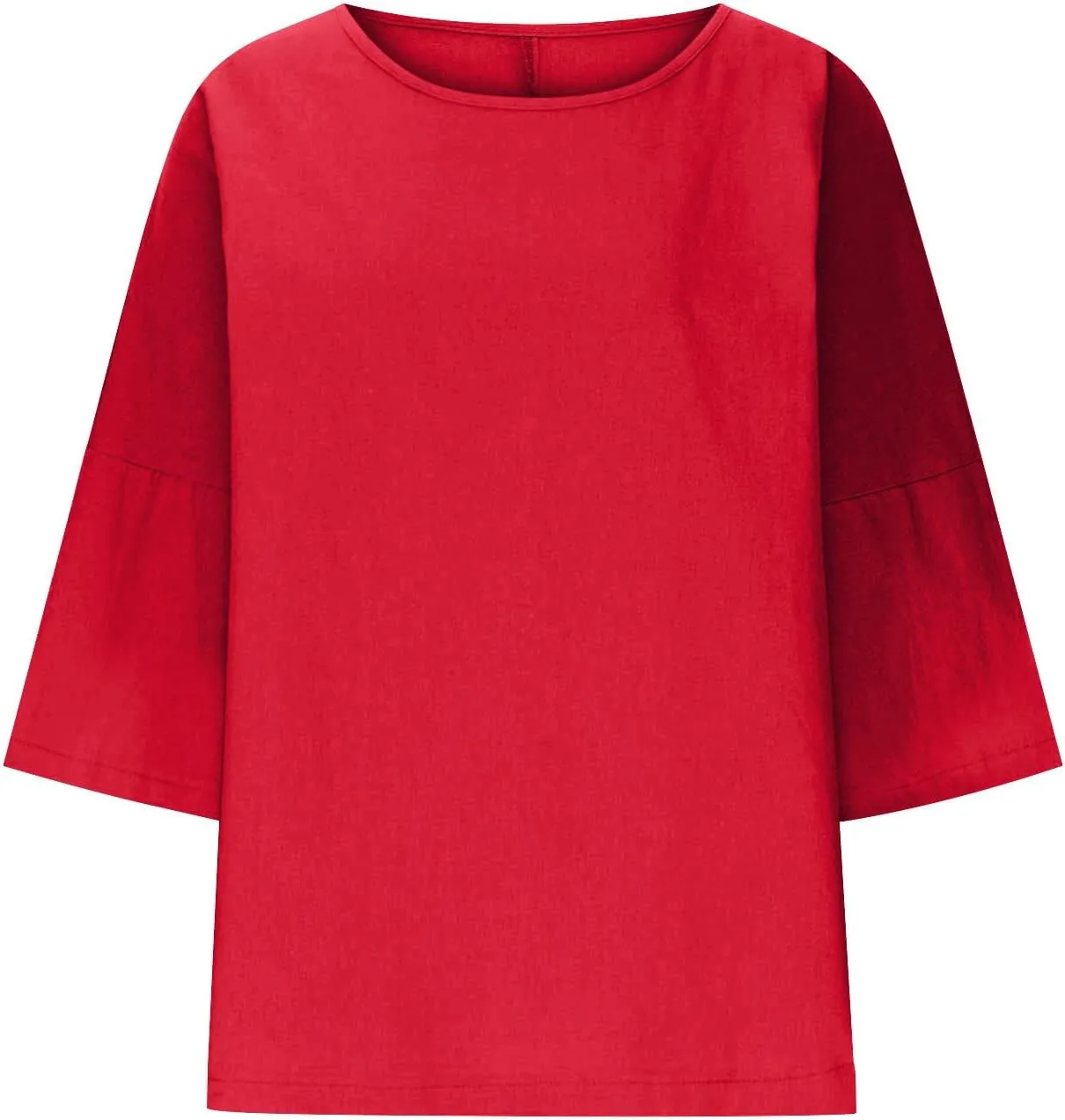 Linen Shirts for Women 3/4 Sleeve Boat Neck Tunic Tops Casual Loose Solid Color T-Shirts Summer Blouses 2025