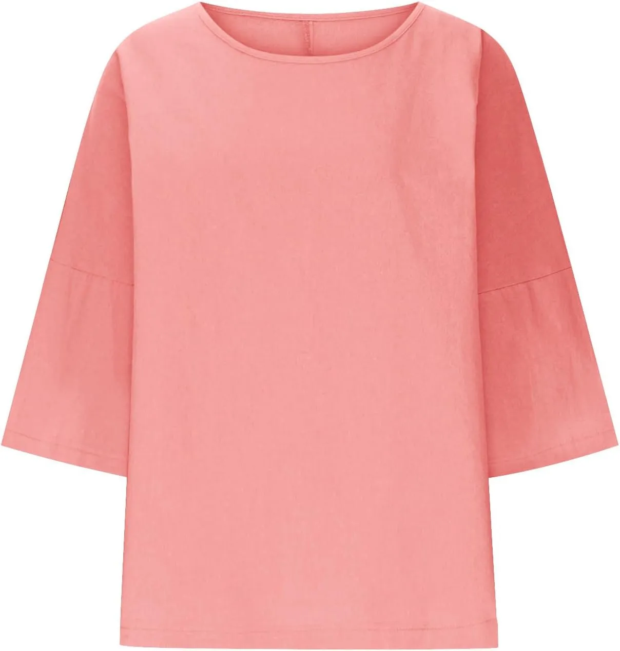 Linen Shirts for Women 3/4 Sleeve Boat Neck Tunic Tops Casual Loose Solid Color T-Shirts Summer Blouses 2025
