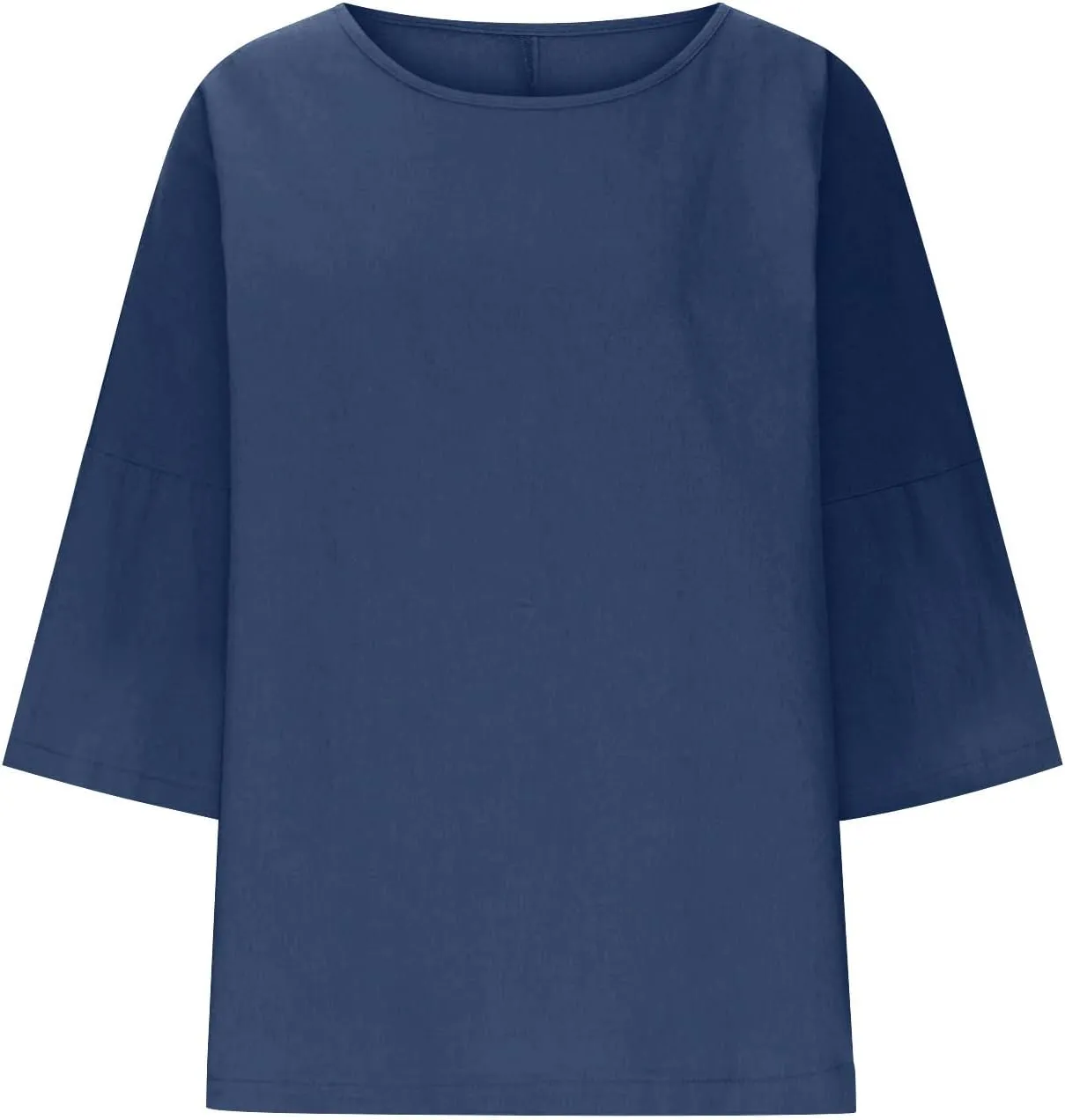 Linen Shirts for Women 3/4 Sleeve Boat Neck Tunic Tops Casual Loose Solid Color T-Shirts Summer Blouses 2025